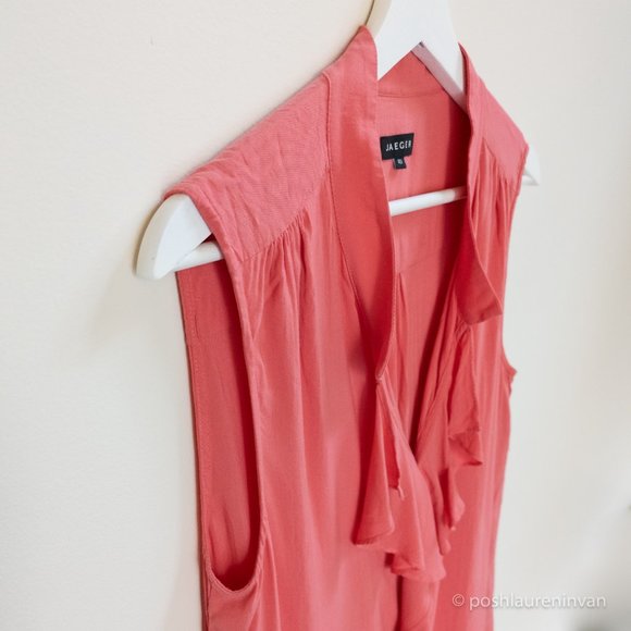 Jaeger Sleeveless Top – Coral / Dressy Summer Top – US 8 - Picture 6 of 11
